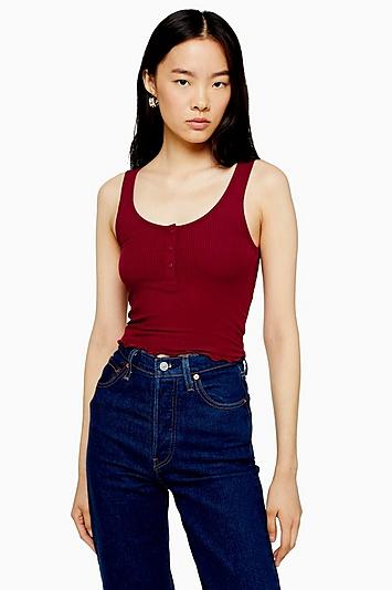 Topshop Matte Popper Ribbed Vest