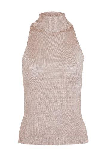Topshop Petite Metal Yarn Crop Knitted Top