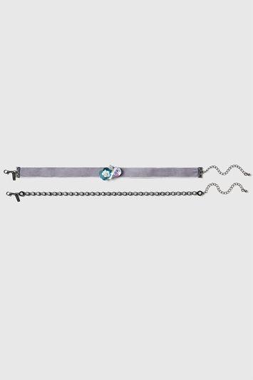 Topshop Rhinestone And Velvet Choker