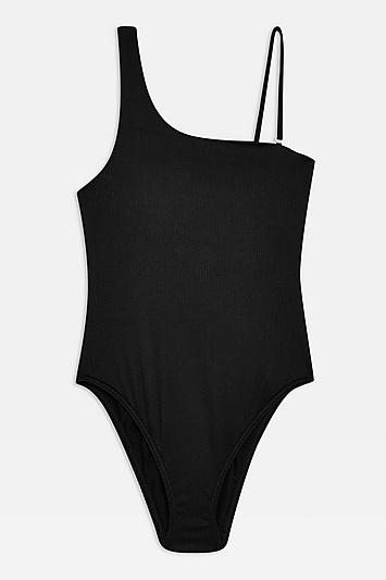 Topshop Ribbed One Shoulder One Piece