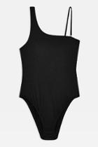Topshop Ribbed One Shoulder One Piece