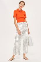 Topshop Polka Dot Cropped Wide Jeans