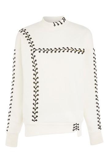 Topshop Lace Up Sweatshirt