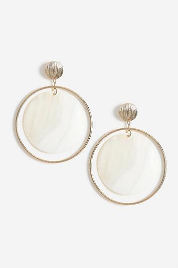Topshop Drop Hoop Shell Disc Earrings