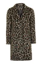 Topshop Petite Leopard Crombie Coat