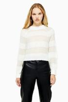 Topshop Knitted Gauzy Stripe Cropped Jumper