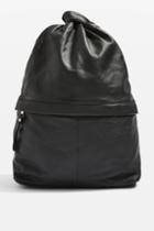 Topshop Premium Leather Slouch Knot Backpack