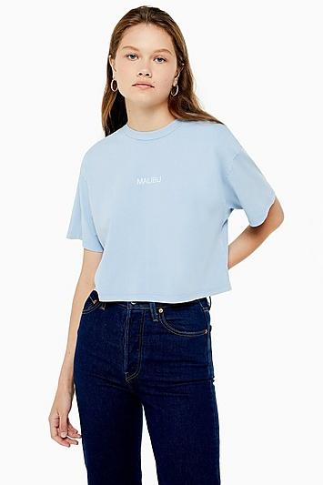 Topshop Malibu Washed Crop T-shirt