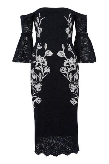 Topshop *lace Bardot Pencil Dress By Hope & Ivy