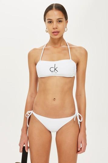 Topshop *tie Back Bandeau Top By Calvin Klein