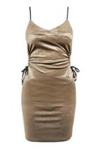 Topshop Velvet Cut Out Drawstring Bodycon Dress