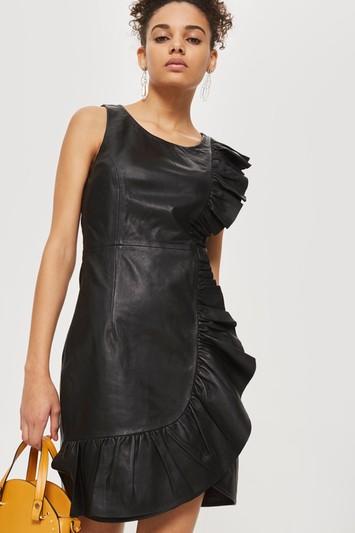 Topshop Leather Wrap Dress By Yas