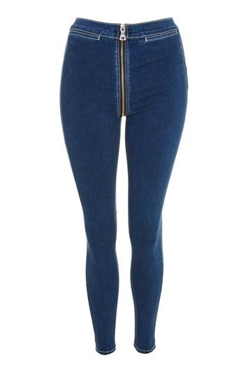 Topshop Moto Indigo Zip Through Joni Jeans
