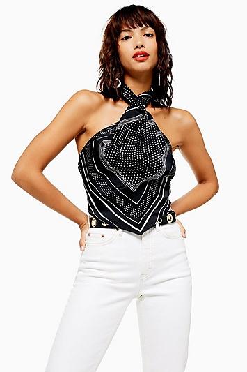 Topshop Spot Print Halter Neck Top