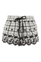Topshop Window Pane Embroidered Shorts