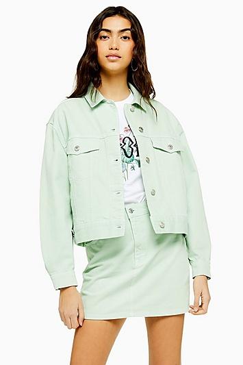Topshop Mint Boxy Denim Jacket