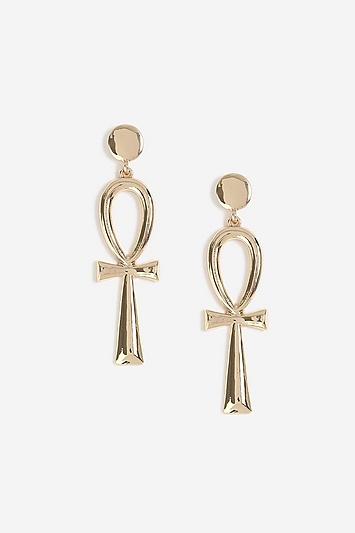Topshop Egyptian Cross Drop Earrings