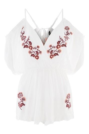 Topshop Embroidered Posie Playsuit