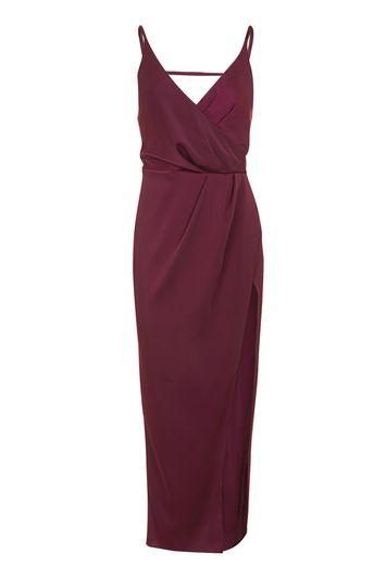 Topshop Thigh Split Wrap Over Midi Dress