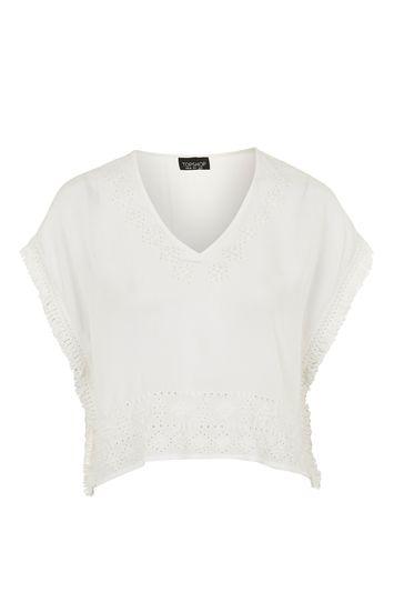 Topshop Embroidered Crop Tee