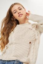 Topshop Fringe Cable Sweater