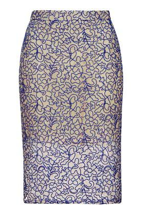 Topshop Petite Cord Lace Pencil Skirt