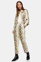 Topshop Leather Snake Print Trousers