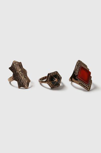 Topshop Ethnic Stone Ring Pack