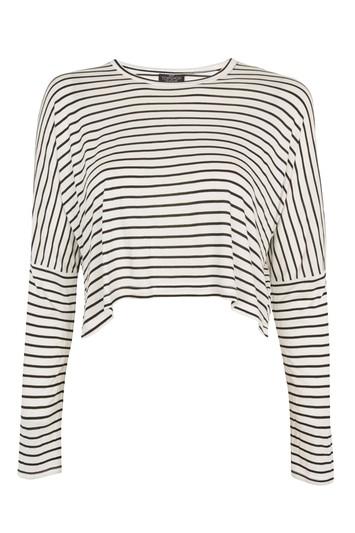 Topshop Petite Long Sleeve Stripped Crop Top