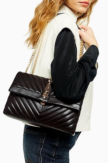 Topshop Casey Black Quilted Shoulder Bag
