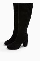 Topshop Toronto Leather Black Knee Boots