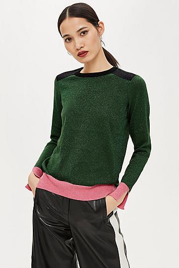 Topshop *colour Block Rib Knit Jumper By Yas