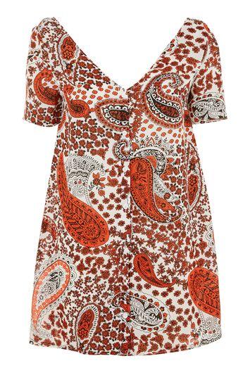 Topshop *button Front Paisley Dress By Glamorous