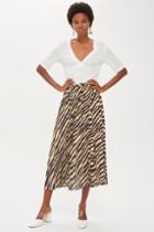 Topshop Petite Zebra Pleat Midi Skirt