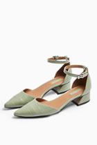 Topshop Almond Mint Flare Mid Heels