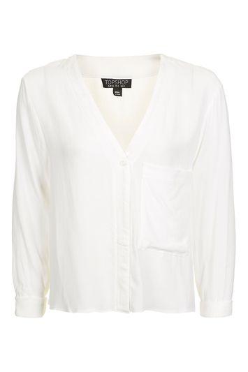 Topshop Cropped Slouchy Pocket Blouse