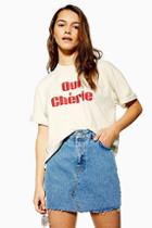Topshop Petite 'oui Cherie' Slogan T-shirt