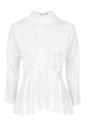 Topshop '80s Blouson Roll Neck Blouse