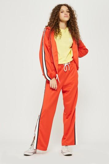 Topshop Tall Orange Popper Track Pants