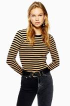 Topshop Long Sleeve Stripe Scallop T-shirt