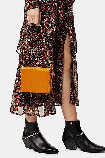 Topshop Malin Mustard Velvet Cross Body Bag