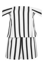 Topshop Petite Stripe Bardot Playsuit