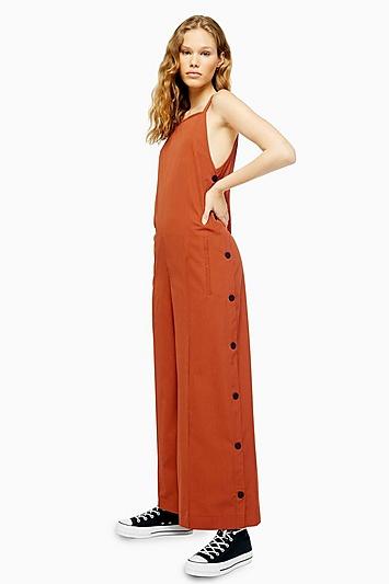 Topshop *wool Button Side Jumpsuit By Boutique
