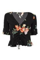 Topshop Tall Ruched Floral Top