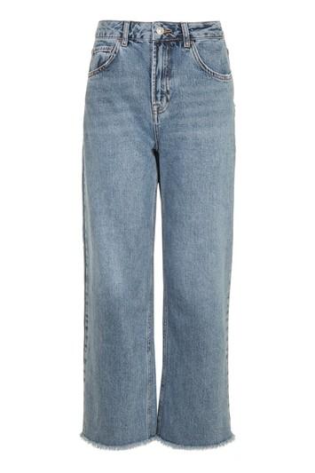 Topshop Moto Sulphur Blue Cropped Wide Leg Jeans