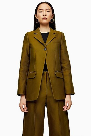 Topshop *khaki High Break Blazer By Boutique