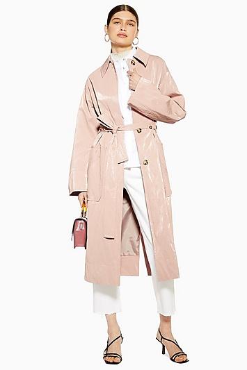 Topshop Pink Vinyl Coat