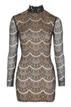 Topshop *contrast Lace Long Sleeve Dress By Rare
