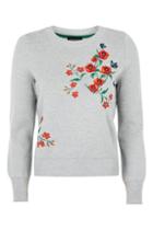 Topshop Floral Embroided Knitted Jumper