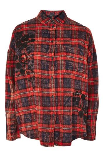 Topshop Washed Red Checked Shirt